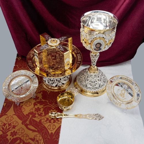 2.7.1708лп-2-К/7 Евхаристический набор на 1л с мельхиоровой чашей фото 2
