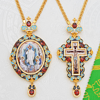 2.7.2934лп-2/1лп-К Архиерейский наперсный комплект с красными камнями в позолоте