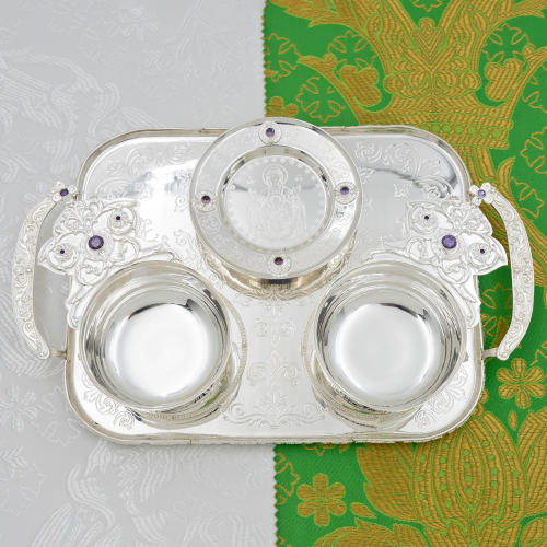 2.7.0848л-К/728л Набор для архиерейской запивки латунный с фиолетовыми камнями в серебрении 2.7.0848л-К/728л Набор для архиерейской запивки латунный с фиолетовыми камнями в серебрении