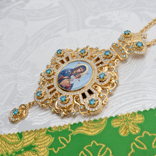 2.7.2291лп-2/1лп-К Архиерейский комплект латунный с голубыми камнями в позолоте фото 4 2.7.2291лп-2/1лп-К Архиерейский комплект латунный с голубыми камнями в позолоте фото 4