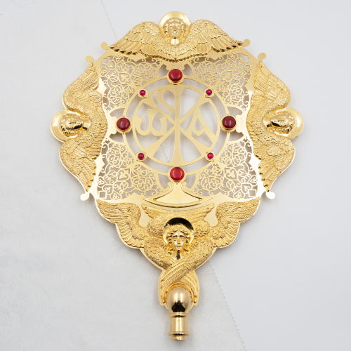 2.7.2234лп-4-К Рипиды латунные с красными камнями в позолоте (комплект 2 шт.)