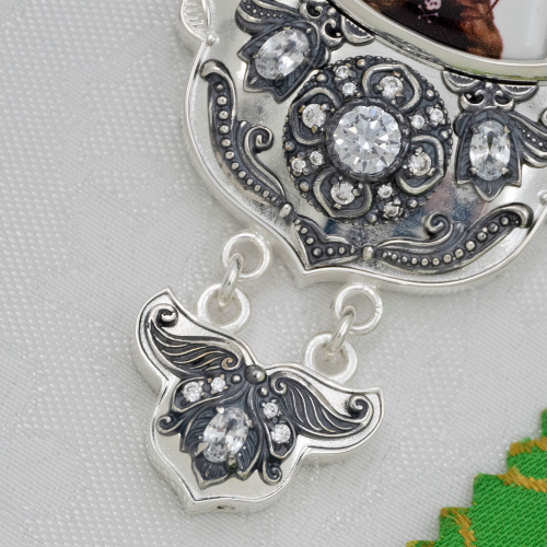 2.10.0329лр-2/1л Крест наперсный латунный с белыми камнями в серебрении фото 2 2.10.0329лр-2/1л Крест наперсный латунный с белыми камнями в серебрении фото 2