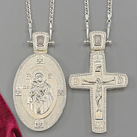 2.7.2521лн/64л-К Комплект архиерейский наперсный в серебре с молочным кварцем