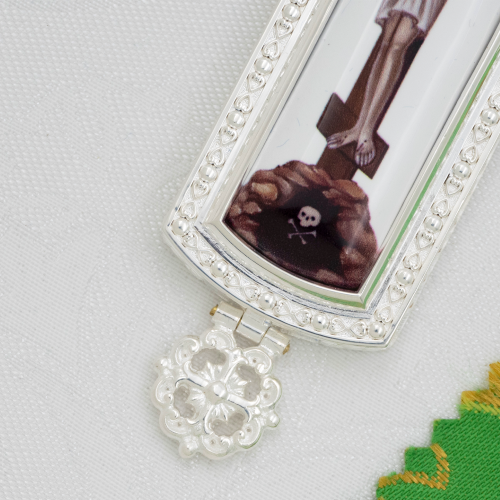 2.10.0692л-2/1л Крест наперсный в серебрении фото 4