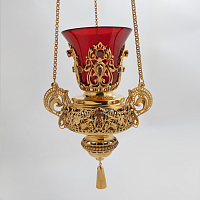 2.7.1936лп/1лп Лампада латунная с красными камнями в позолоте