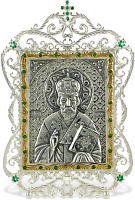 2.71.0052 Икона настольная серебряная Святой Николай Чудотворец