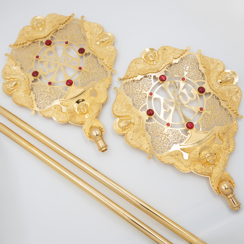 2.7.2234лп-4-К Рипиды латунные с красными камнями в позолоте (комплект 2 шт.) фото 7