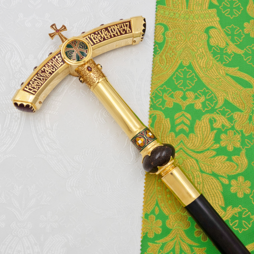 М2.7.2398лнпчэ Жезл латунный в позолоте с натуральными камнями фото 7