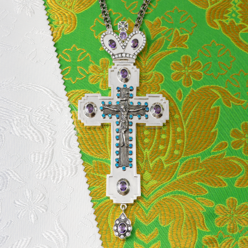 2.10.0574лр/1лр Крест наперсный латунный со вставками в серебрении