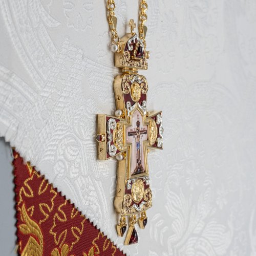 2.10.0542лнпэ-2/113лп Крест наперсный с натуральными камнями фото 3