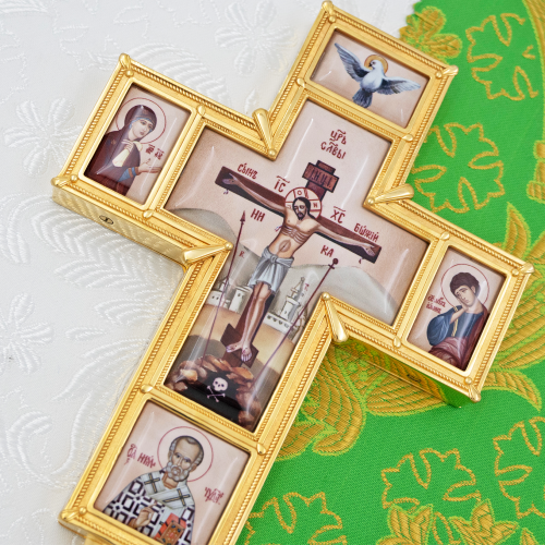 2.7.2835лп-2 Крест напрестольный латунный в позолоте фото 9