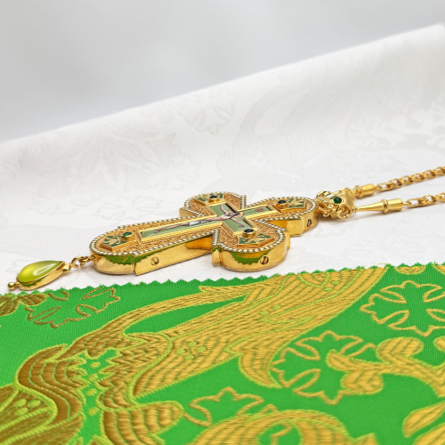 2.10.0649лнпэ-2/64лп Крест наперсный с натуральными камнями фото 3 2.10.0649лнпэ-2/64лп Крест наперсный с натуральными камнями фото 3