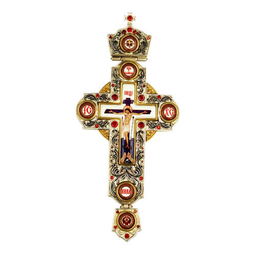 2.10.0236лф-2 Крест латунный с фрагментальной позолотой, принтом
