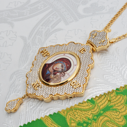 2.7.2334лп-2/1лп-К Архиерейский комплект латунный с белыми камнями в позолоте фото 4