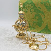 2.7.1280лпэ Кадило латунное со вставками в позолоте
