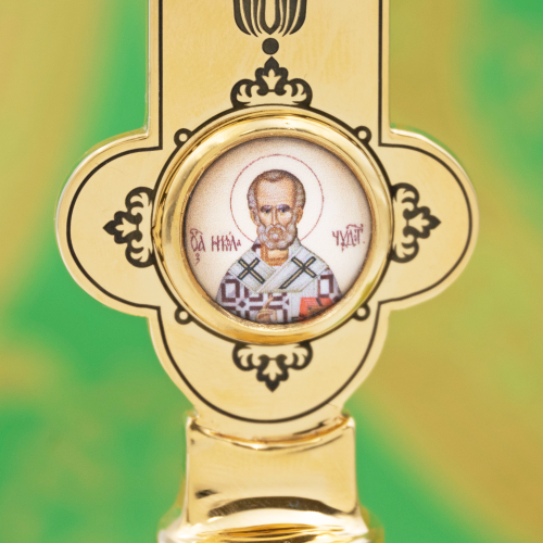 2.7.2829лп-2 Крест настольный латунный в позолоте фото 5