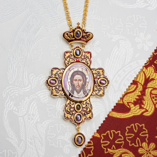 2.7.2745лп-2/1лп-К-М Архиерейский комплект наперсный латунный с фиолетовыми камнями в позолоте фото 3 2.7.2745лп-2/1лп-К-М Архиерейский комплект наперсный латунный с фиолетовыми камнями в позолоте фото 3