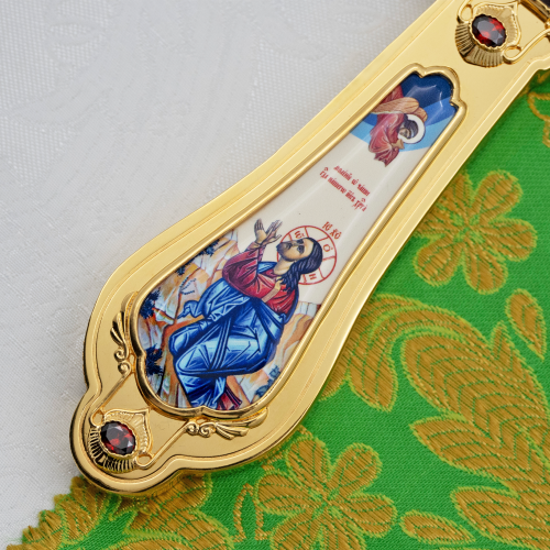 2.7.0834лп Напрестольный латунный крест с красными камнями в позолоте фото 8 2.7.0834лп Напрестольный латунный крест с красными камнями в позолоте фото 8