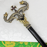 2.7.1699лпр Жезл латунный с красными камнями в позолоте 