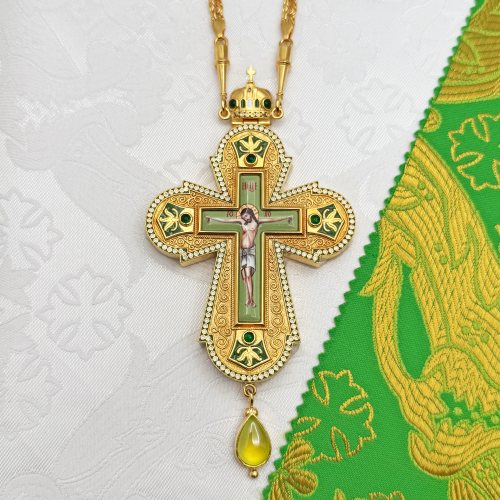 2.10.0649лнпэ-2/64лп Крест наперсный с натуральными камнями 2.10.0649лнпэ-2/64лп Крест наперсный с натуральными камнями