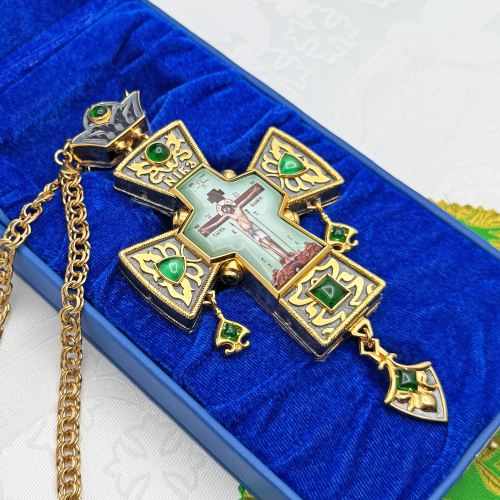 2.10.0507лнпр-2/113лп Крест наперсный с натуральными камнями фото 7