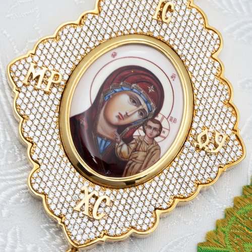 2.7.2334лп-2/1лп-К Архиерейский комплект латунный с белыми камнями в позолоте фото 5