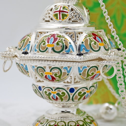 2.7.1945лэ Кадило латунное с эмалью в серебрении фото 5