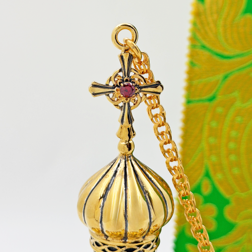 2.7.2642лпр Кадило латунное с красными камнями в позолоте фото 5