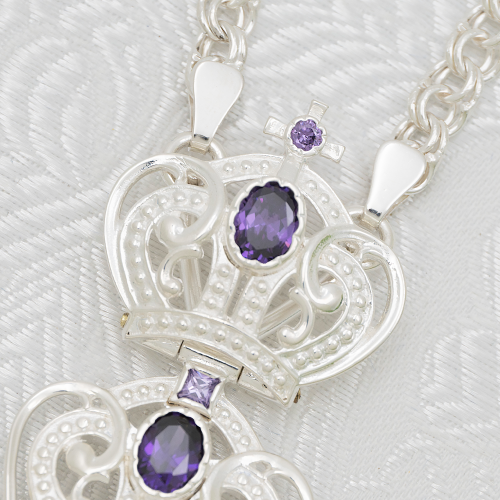 2.10.0410л-2/1л Крест наперсный латунный с фиолетовыми камнями в серебрении фото 5 2.10.0410л-2/1л Крест наперсный латунный с фиолетовыми камнями в серебрении фото 5