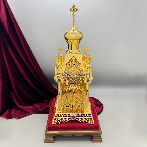 2.7.1515лп-К фото 4 2.7.1515лп-К Дарохранительница латунная с красными камнями в позолоте купить фото 4