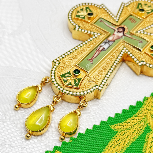 2.10.0530лнпэ-2/64лп Крест наперсный с натуральными камнями фото 6 2.10.0530лнпэ-2/64лп Крест наперсный с натуральными камнями фото 6