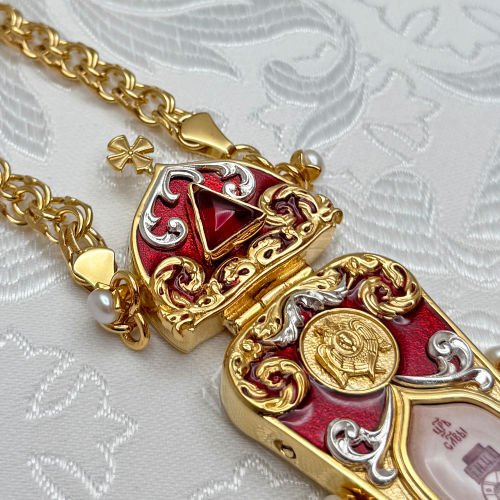 2.10.0542лнпэ-2/113лп Крест наперсный с натуральными камнями фото 7