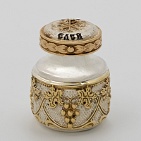 2.7.0555лф Сосуд для елея латунный в серебрении и фрагментарной позолоте