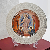 2.13.0242л-11 Тарелочка сувенирная с иконой «Воскресение Христово»