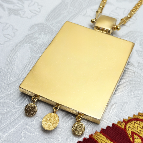 2.7.2512лп-2/64лп-М Панагия латунная в позолоте с цепью фото 6