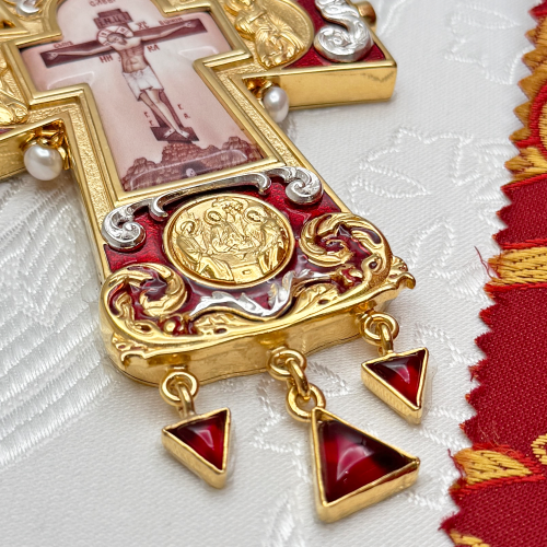 2.10.0542лнпэ-2/113лп Крест наперсный с натуральными камнями фото 5