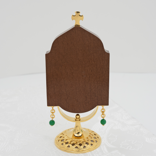 2.77.0186лп-15 Икона настольная из дерева и ювелирного сплава на ножке в позолоте фото 3 2.77.0186лп-15 Икона настольная из дерева и ювелирного сплава на ножке в позолоте фото 3