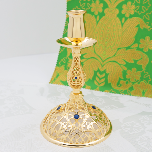 2.7.2669лп-К Напрестольный комплект латунный с синими камнями в позолоте фото 4 2.7.2669лп-К Напрестольный комплект латунный с синими камнями в позолоте фото 4