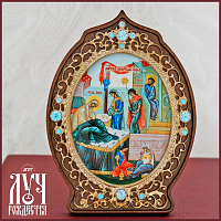 2.78.09010л Икона латунная в серебрении на дереве 