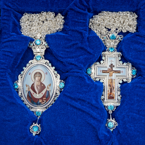 2.7.2563л-2/1л-К Архиерейский комплект наперсный латунный в серебрении фото 6