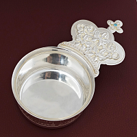 2.7.1296л Корец латунный с голубым камнем в серебрении