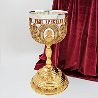 2.7.1053клпэ Потир комбинированный с красными камнями в позолоте на 2,5 литра