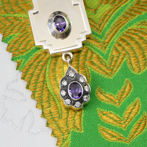 2.10.0574лр/1лр Крест наперсный латунный со вставками в серебрении фото 5