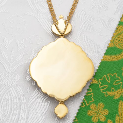 2.7.1481лпэ-2/1лп Панагия латунная с белыми камнями и эмалью в позолоте фото 3 2.7.1481лпэ-2/1лп Панагия латунная с белыми камнями и эмалью в позолоте фото 3