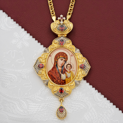 2.7.1334лп-2/1лп Панагия латунная в позолоте с и цепью