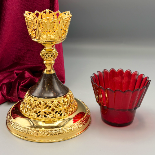 2.7.2038лпч Лампада латунная с акрилом в позолоте фото 2