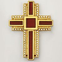 2.7.1206пэ Крест на скуфью серебряный в позолоте с эмалью
