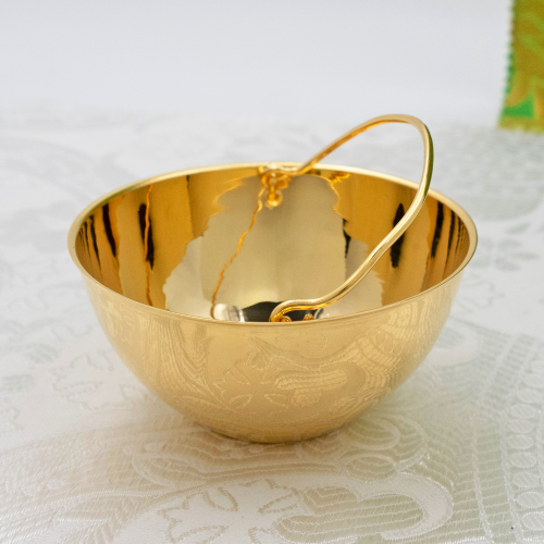 2.7.1577лп Кадило латунное с красными камнями в позолоте фото 4