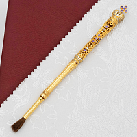 2.7.0622лп Стрючица латунная с фолетовыми камнями и доп.кисточками в позолоте