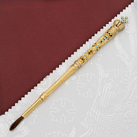 2.7.0622лп Стрючица латунная с голубыми камнями и доп.кисточкой в позолоте